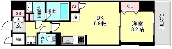 大阪市西区京町堀のマンションの間取り