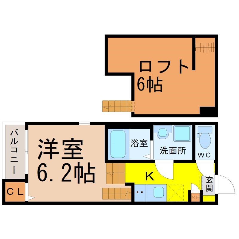 名古屋市瑞穂区軍水町のアパートの間取り