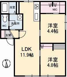 防府市開出本町のアパートの間取り