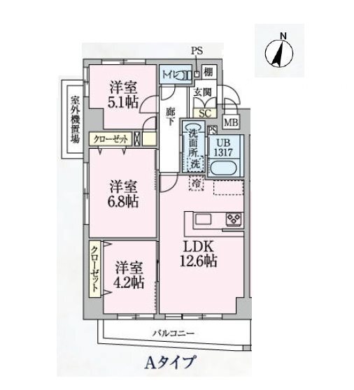 さいたま市大宮区仲町のマンションの間取り