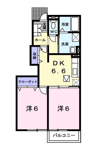 備前市香登西のアパートの間取り