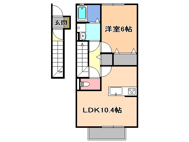 宇都宮市上戸祭町のアパートの間取り