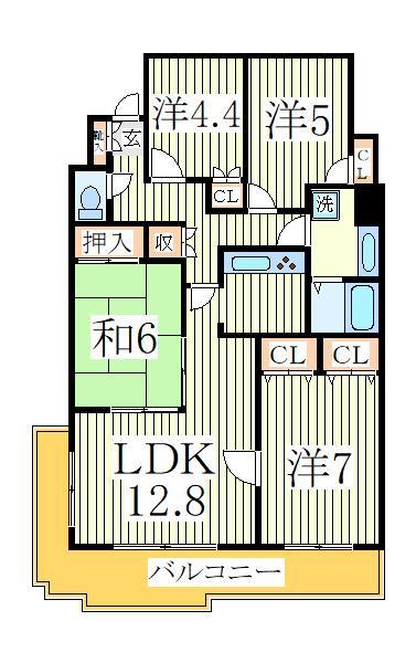 流山市向小金のマンションの間取り