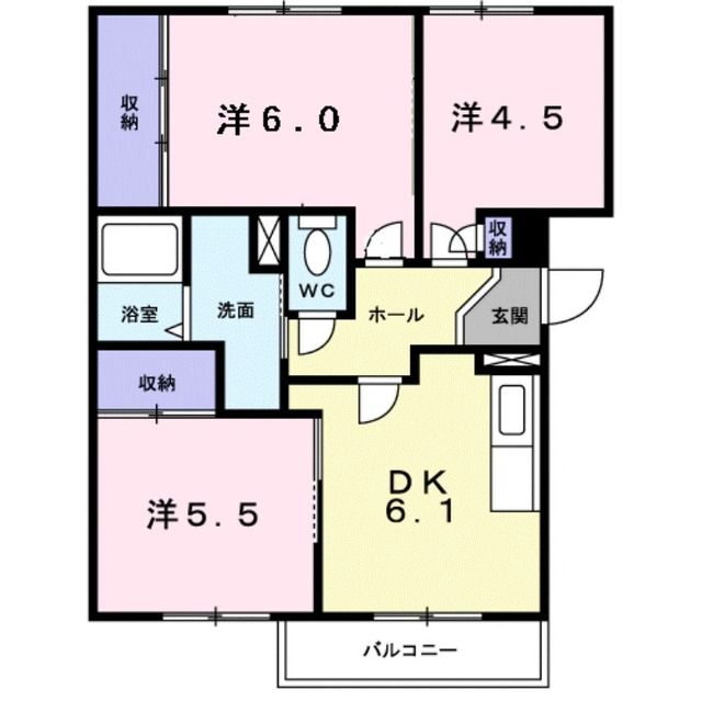 グランメール旗ヶ崎IIの間取り