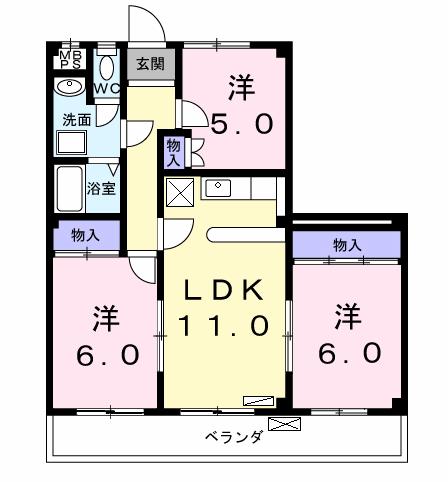 港西マンションIIの間取り