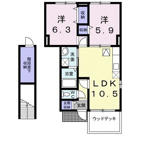 福島市笹谷のアパートの間取り