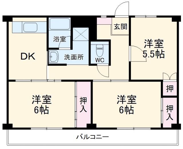 ビレッジハウス幸田６号棟の間取り