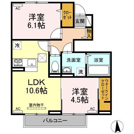 徳島市八万町のアパートの間取り