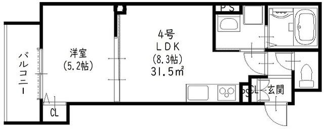 枚方市長尾元町のアパートの間取り