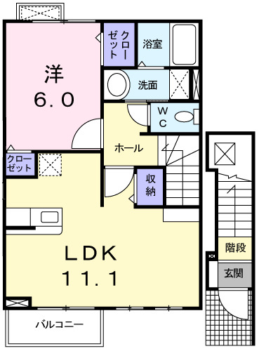 広島市安佐南区長束西のアパートの間取り