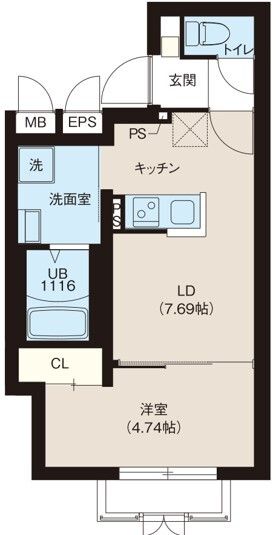 新宿区早稲田鶴巻町のマンションの間取り