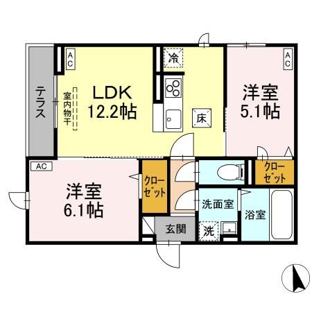 八王子市田町のアパートの間取り