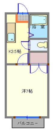 仙台市若林区古城のアパートの間取り