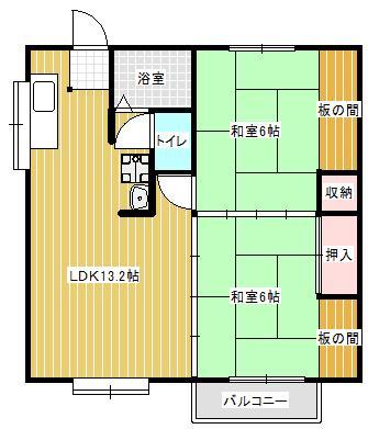 山形市篭田のアパートの間取り