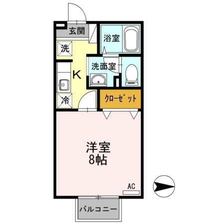 福山市桜馬場町のアパートの間取り