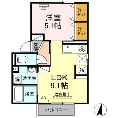 松江市春日町のアパートの間取り