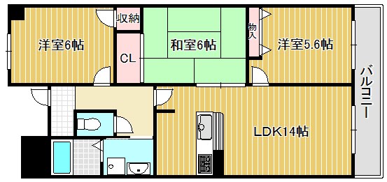 栗東市綣のマンションの間取り