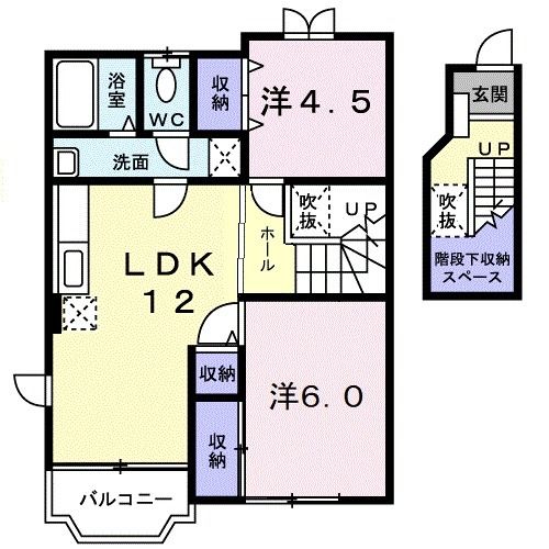 二本松市郭内のアパートの間取り