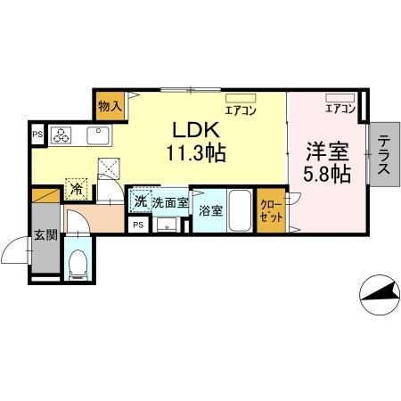 Ｄ－ｒｏｏｍ弁天３丁目　Ｂの間取り