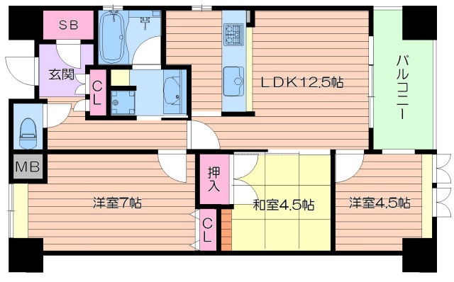 クラウンハイム西田辺の間取り