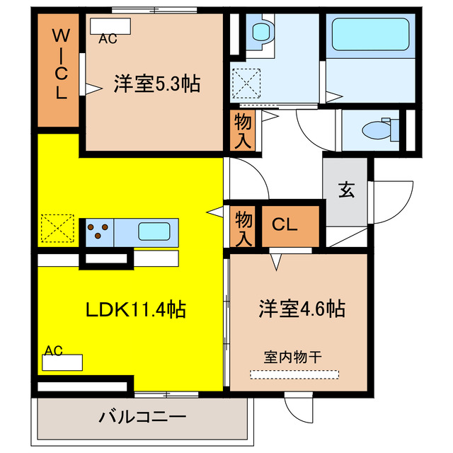 岐阜市加納矢場町のアパートの間取り