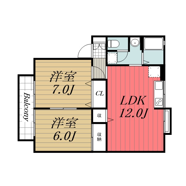 【千葉市中央区村田町のアパートの間取り】