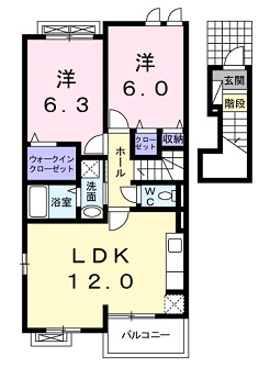 広島市安佐北区亀山のアパートの間取り