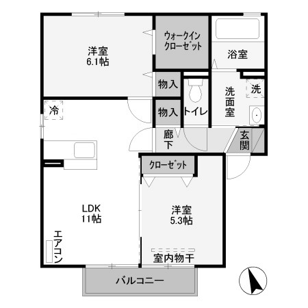 【深谷市東大沼のアパートの間取り】