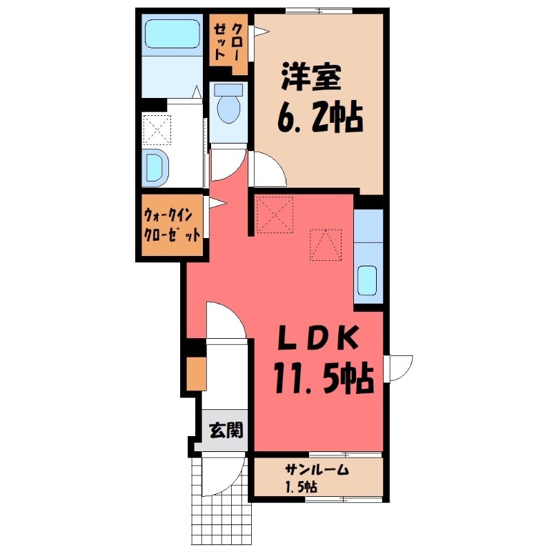 真岡市下鷺谷のアパートの間取り