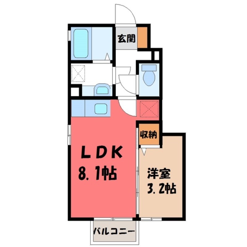 宇都宮市桜のアパートの間取り