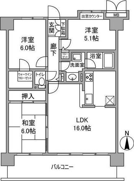 【豊中市利倉東のマンションの間取り】