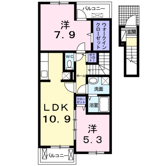 【貝塚市水間のアパートの間取り】