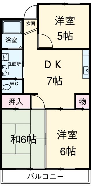 岡崎市明大寺町のマンションの間取り