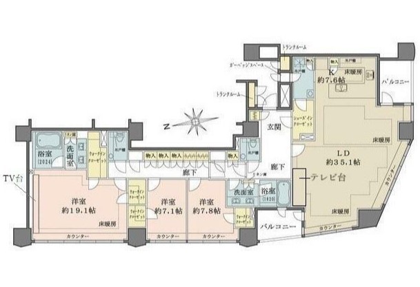 千代田区三番町のマンションの間取り