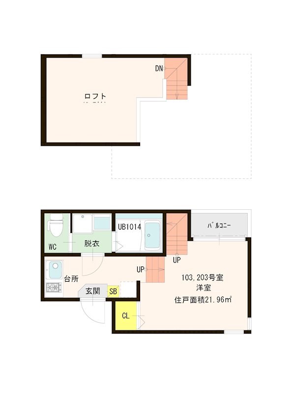 福岡市東区和白東のアパートの間取り