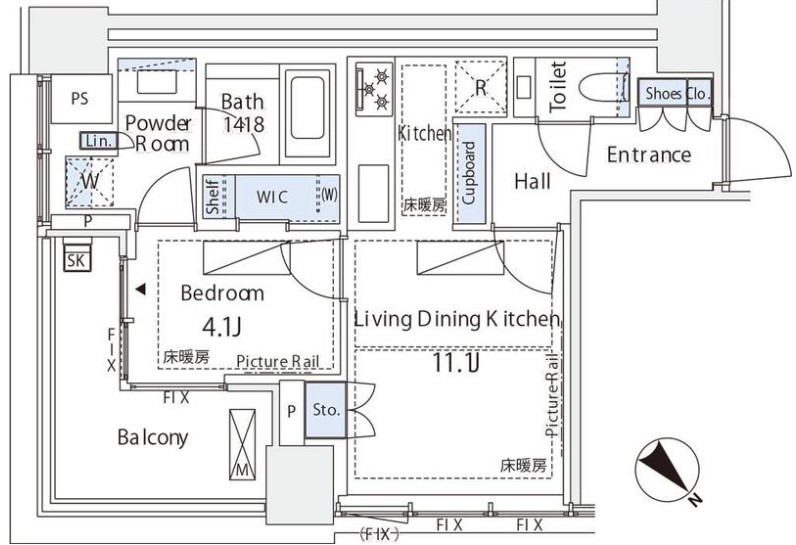 【港区虎ノ門のマンションの間取り】