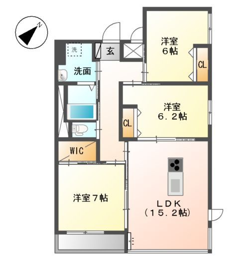 静岡市葵区南安倍のマンションの間取り