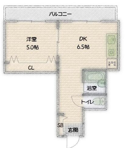 神戸市灘区岩屋北町のマンションの間取り