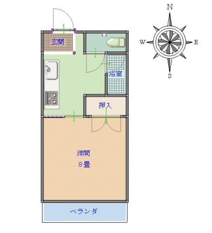 東広島市高屋町杵原のアパートの間取り