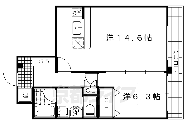 京都市中京区西ノ京中保町のマンションの間取り