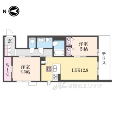 京都市右京区太秦面影町のマンションの間取り