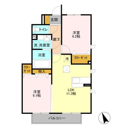 千葉市花見川区千種町のアパートの間取り