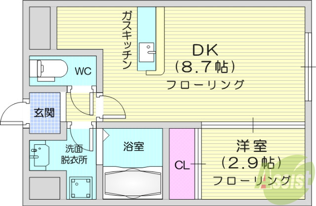 【仙台市若林区石名坂のマンションの間取り】