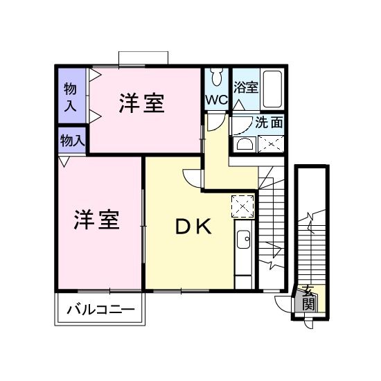 安芸高田市八千代町下根のアパートの間取り