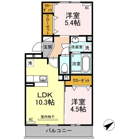 八代市海士江町のアパートの間取り