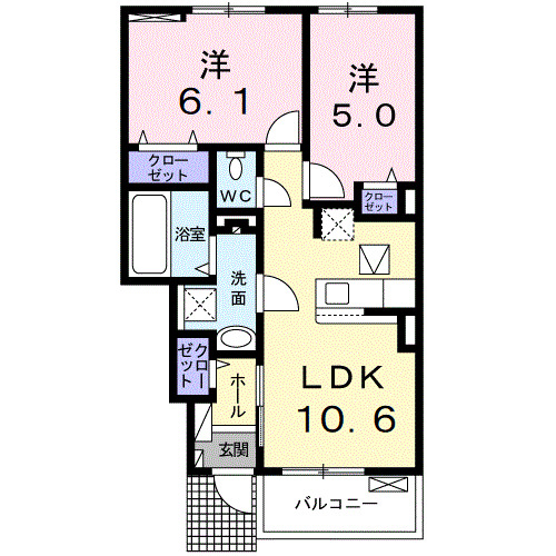 足柄上郡開成町吉田島のアパートの間取り