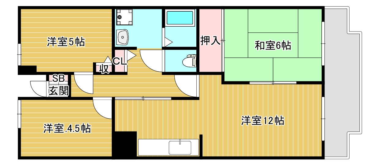 門真市東江端町のマンションの間取り