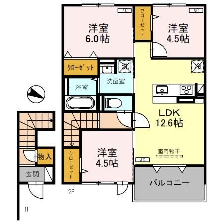 新潟市東区紫竹のアパートの間取り