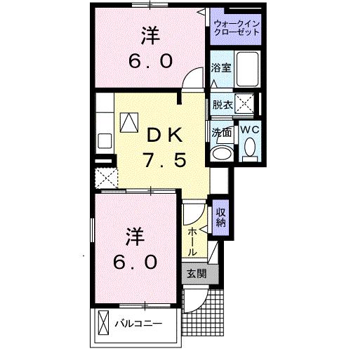 唐津市浜玉町横田下のアパートの間取り