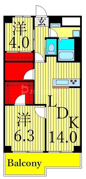 足立区小台のマンションの間取り